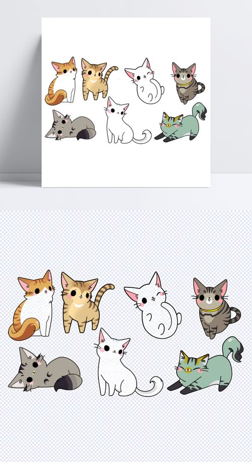 卡通手绘猫可爱小猫咪动物宠物海报png图片素材